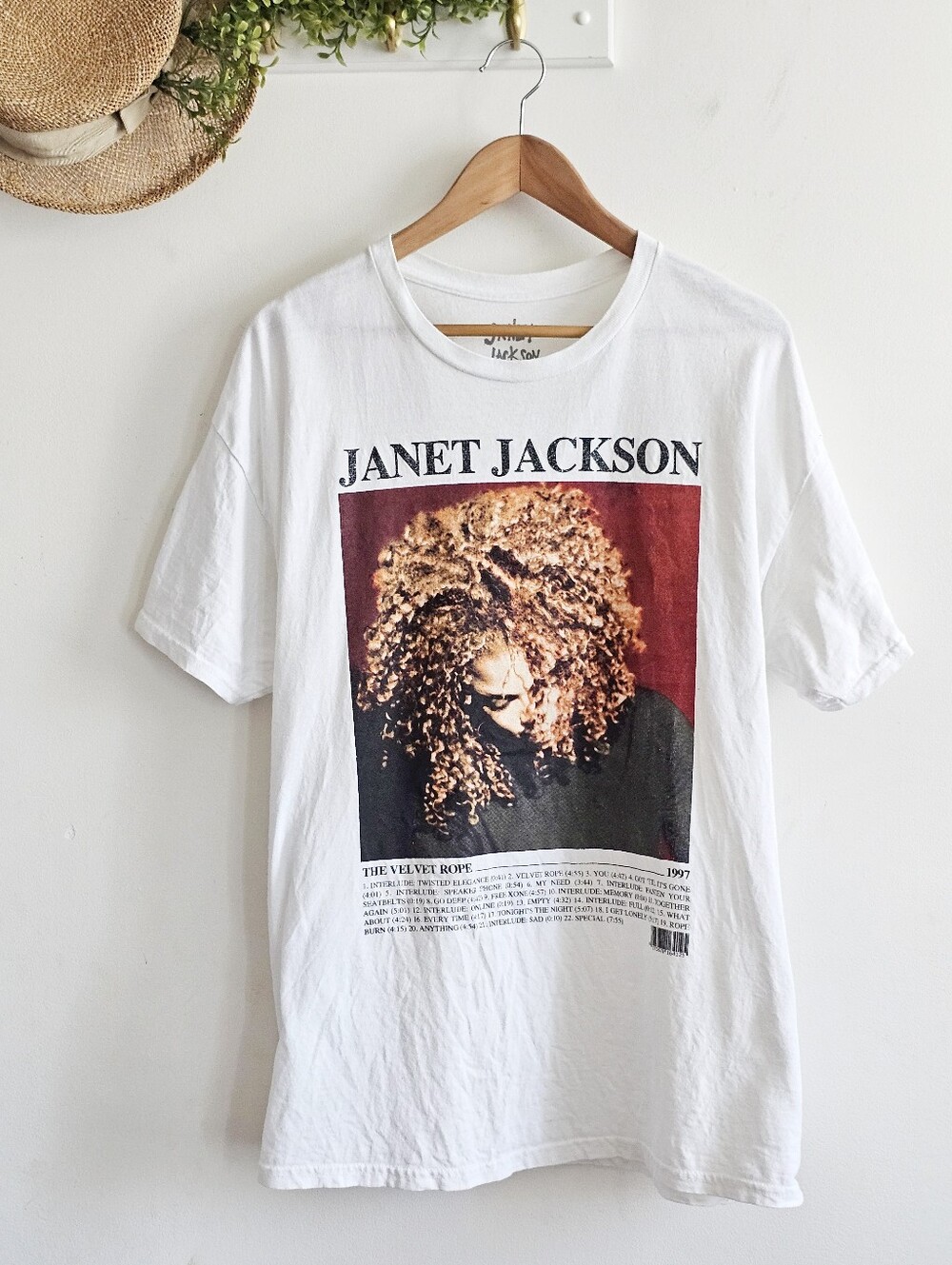 Janet Jackson The Velvet Rope 1997 Graphic T-Shirt White M/L Cotton